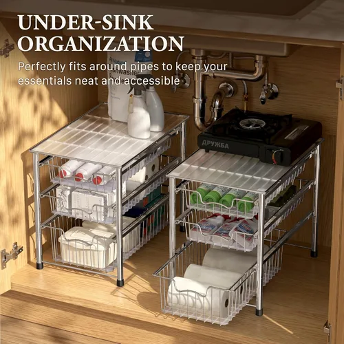 Miniatura 6 de Simple Houseware - cajón organizador apilable de 3 niveles, color cromo cromado