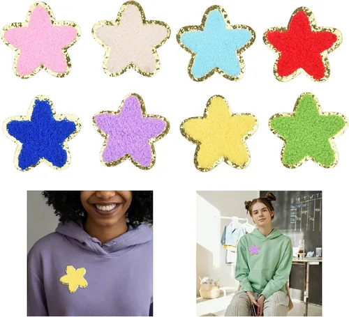 Miniatura 2 de Kare & Kind Parches bordados de chenilla para planchar - Parches bordados de chenilla para coser o planchar para ropa, camisas, uniformes, vestidos