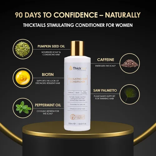 Miniatura 5 de ThickTails Acondicionador para el crecimiento del cabello para mujeres con biotina, cafeína y palma enana americana, acondicionador espesante sin
