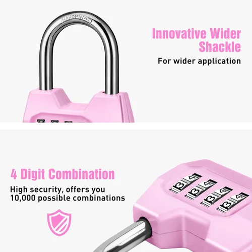Miniatura 3 de 1 Paquete disecu Candado de Combinación de 4 Dígitos, Impermeable para Exteriores, para Casillero de Gimnasio Escolar, Cerca, Portón, Cobertizo, Rosa