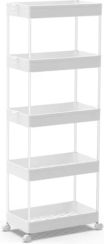 Miniatura 20 de SPACEKEEPER Carrito de Almacenamiento Rodante de 3 Niveles Organizadores de Carrito de Baño con Ruedas Organización de Cuarto de Lavandería Unidad