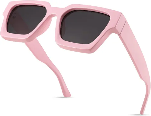 Miniatura 52 de FEISEDY Gafas de sol cuadradas retro de los años 90 para mujeres y hombres, gafas de sol rectangulares gruesas de moda con protección UV400 B2385