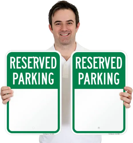 Miniatura 5 de SmartSign Letrero de estacionamiento reservado en blanco, paquete de 2 letreros de escritura, 18 x 12 pulgadas, compuesto de aluminio de 0.079 in