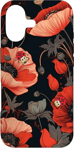 Poppy Flower Ladybug Red & Black Pattern Case for iPhone 17