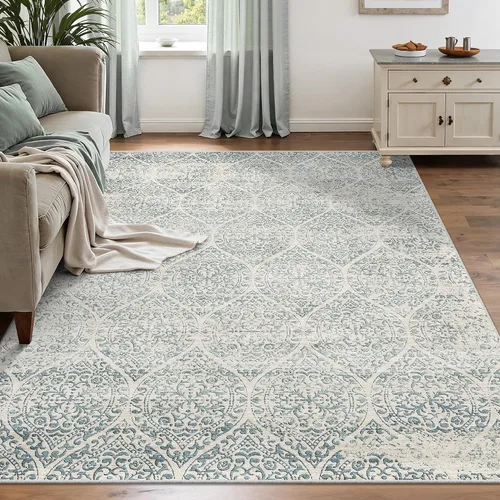 Miniatura 12 de Soalmost Alfombras de área de 5 x 7 pies para sala de estar, alfombras lavables florales beige para comedor, dormitorio, oficina en casa, alfombra