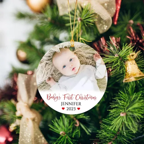 Miniatura 3 de Adorno de Navidad personalizado con foto del primer año del bebé 2025, adorno de Navidad con foto personalizada del primer año del bebé para nuevos