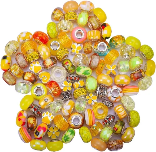 Miniatura 31 de Espaciador de agujeros grandes europeos con cuentas de hadas con diamantes de imitación para manualidades, pulseras y bisutería