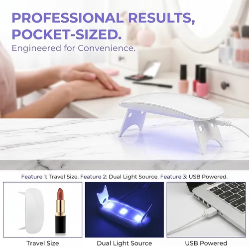 Miniatura 3 de Máquina de terapia de luz UV Mini lámpara LED portátil Secador de uñas Herramientas de esmalte de uñas