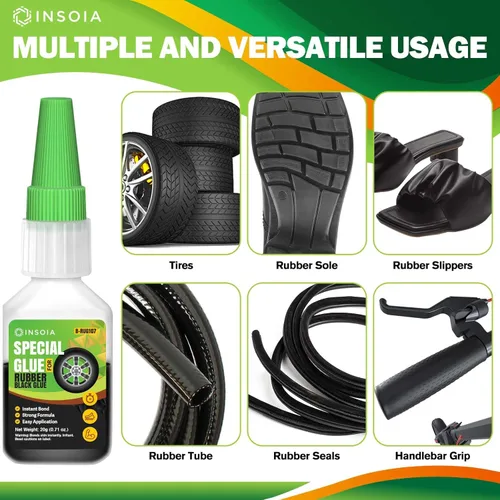 Miniatura 3 de Pegamento de goma negro, 0.71 onzas de adhesivo de goma resistente para neumáticos, tubos, zapatos, plástico, metal y proyectos de bricolaje