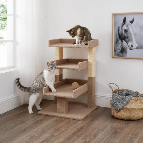 Miniatura 14 de Naomi Home Lulu - Torre grande para gatos con 2 plataformas espaciosas, condominio resistente para gatos con postes rascadores de sisal, diseño