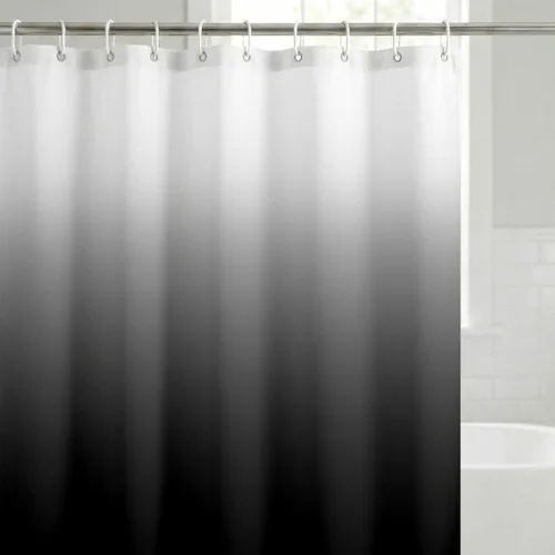 Miniatura 18 de Americanflat 71x74 Cortina de Ducha Sólida Negra - Cortina de Ducha Larga Resistente al Agua con Ojales de Metal Duraderos y 12 Ganchos - 100%