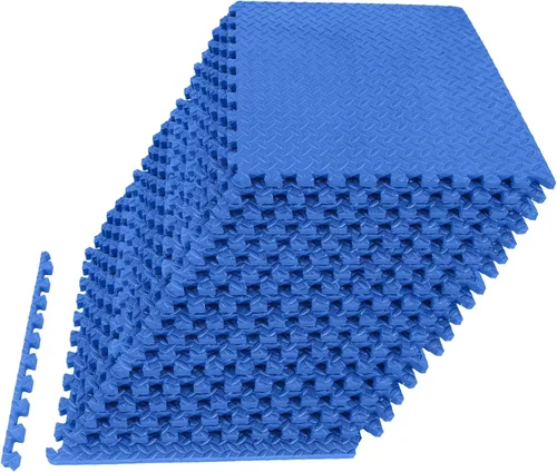 Miniatura 14 de Fitvids Tapete de suelo de rompecabezas para gimnasio, azulejos entrelazados de EVA de alta densidad de 3/4 pulgadas de grosor, alfombrilla