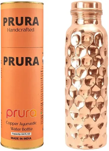 Miniatura 22 de Botella de agua de cobre con estampado puro, a prueba de fugas, recipiente de cobre ayurvédico para deportes, gimnasio, aire libre, yoga, beneficios