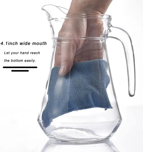 Miniatura 4 de SOUJOY Paquete de 2 jarras de plástico, jarra de agua helada transparente de 68 onzas con tapa y asa, resistente al calor, jarra de té sin BPA