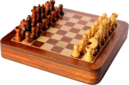 Miniatura 2 de Juego de mesa de ajedrez de madera con piezas magnéticas (12 x 12 pulgadas, no plegable con cajón)