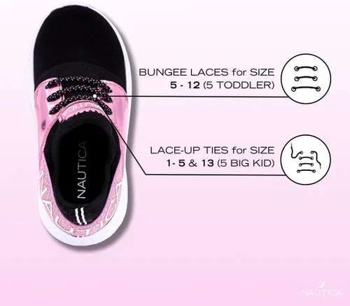 Miniatura 2 de Nautica Niñas Zapatillas Deportivas Metálicas con Cordones para Correr I kappil I (Niño Grande - Niño Pequeño - Bebé)