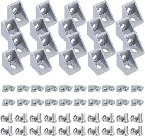 Miniatura 7 de 8Pcs 2020 Extrusión de Aluminio Ranura en T Bracket de Esquina Serie 20 Hardware Extruido Conector Tri 3 Vías con Tornillo de Ajuste para Perfil