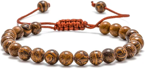 M MOOHAM - Pulsera de roca de lava, pulsera de ojo de tigre de piedra de 0.315pulgadas, de yoga ajustables para aliviar el estrés, aromaterapia,