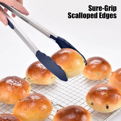 Miniatura 5 de Doosu Pinzas de cocina para cocinar: juego de pinzas para alimentos resistentes al calor de 600 °F con puntas de silicona antiarañazos, pinza