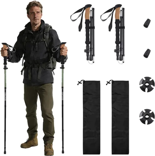 Miniatura 10 de FireHiking Bastones de senderismo ultraligeros 7075 de aluminio plegables de senderismo bastones portátiles compactos