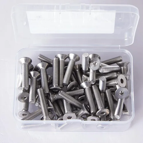 Miniatura 6 de Tornillos de cabeza plana M6 x 12 mm con casquillo hexagonal, pernos avellanados, acero inoxidable 304, acabado brillante, totalmente roscados