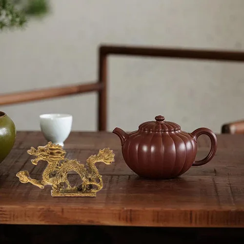 Miniatura 2 de Beavorty Estatua de dragón chino Feng Shui, escultura de dragón dorado, figuras reales del zodiaco 2023, escultura de año nuevo, adornos de mesa