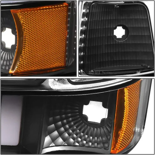Miniatura 3 de DNA MOTORING Par de faros delanteros de barra de luz LED dual compatibles con 92-96 F150 F250 F350 Bronco, negro/ámbar, HL-LB-F15092-6P-BK-AM
