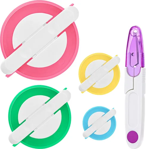 Máquina para hacer pompones, 4 tamaños diferentes para hacer pompones, aguja de bola esponjosa, manualidades DIY, kit de herramientas de lana para
