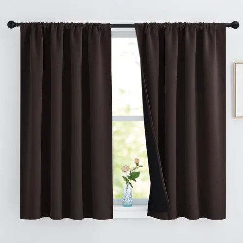 Miniatura 70 de NICETOWN Cortinas blancas 100% opacas, 2 capas gruesas completamente opacas con bolsillo para barra, cortinas aislantes térmicas para Blanco puro