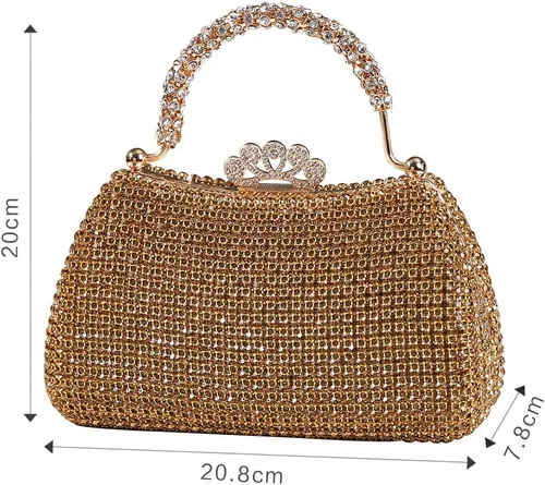 Miniatura 4 de Dreubea Bolso de mano hermoso para mujer, bolso de mano de moda brillante con diamantes de imitación
