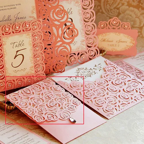 Miniatura 7 de 2 plantillas de metal troqueladas, invitación de boda, borde de rosa, plantillas cortadas para bricolaje, álbumes de recortes, álbum de fotos