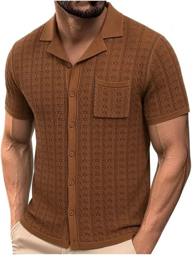 Miniatura 2 de Mens Cuban Guayabera Shirt Short Sleeve Untucked Solid Button Down Shirts Beach Wedding Causal Vacation Tops Pocket