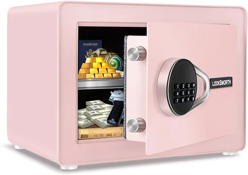 Miniatura 9 de Caja fuerte para el hogar, caja fuerte pequeña de 1.0 pies cúbicos con estante extraíble, sistema de alarma, caja de seguridad electrónica digital