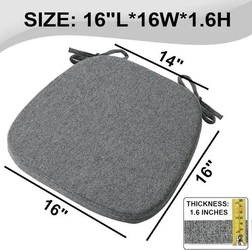 Miniatura 4 de SINOSSO Paquete de 6 cojines de espuma viscoelástica para sillas de comedor, tela tejida amigable de 16 pulgadas en forma de U, cómodas almohadillas