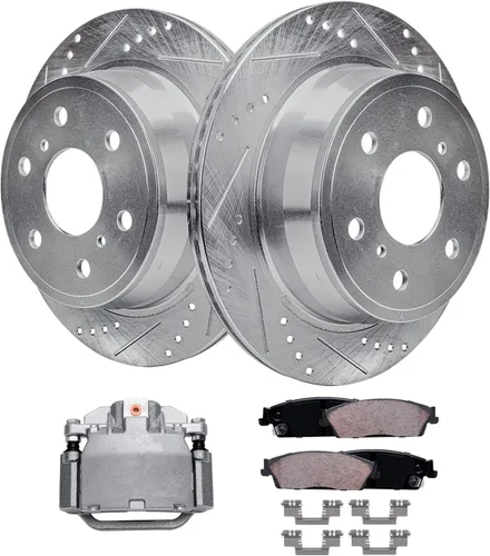 Miniatura 70 de Detroit Axle - Rotores de freno para Ford 2013-2019 Explorer Taurus Flex Lincoln MKT MKS, rotores de freno de disco ranurados perforados de repuesto