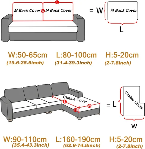 Miniatura 3 de ele ELEOPTION Fundas de cojín para respaldo de sofá, funda elástica en forma de L, funda seccional para sofá, protector de muebles, forro para sala