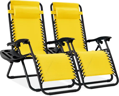 Miniatura 48 de Best Choice Products - Juego de 2 sillas reclinables y ajustables de malla y acero, sillas con sensación gravedad cero con cojines y bandejas