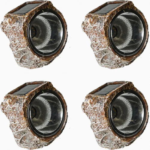 Paquete de 4 luces solares de roca LED, impermeables, luces de piedra de jardín, focos de paisajismo al aire libre, patio, camino, entrada..