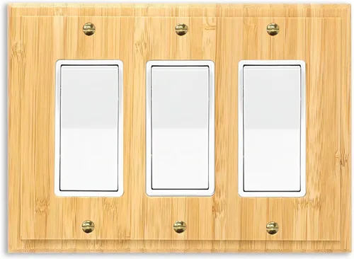 Miniatura 8 de Cubiertas de salida de madera maciza, placa de interruptor de luz de 4.8 x 3.14 pulgadas, placas de interruptor de bambú y cubiertas de Placa