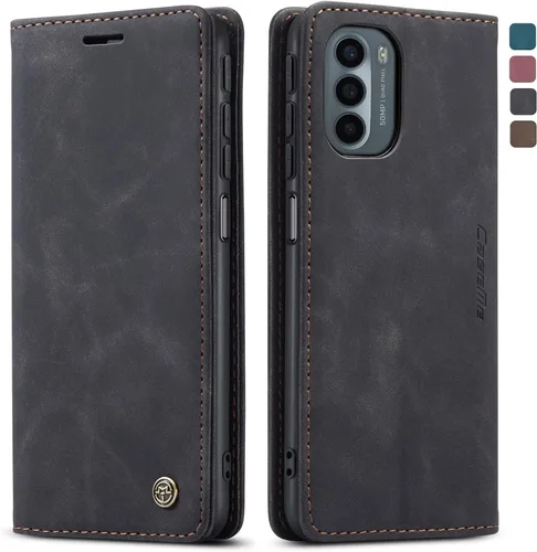 Kowauri Funda de piel tipo cartera con función atril para Moto Edge 2022 (6.6 pulgadas), color negro