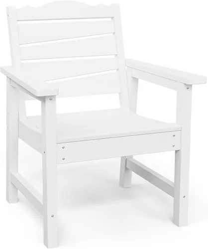 Silla de patio resistente a la intemperie, sillas de patio al aire libre de madera de polietileno con asiento curvado ergonómico, sillas de comedor