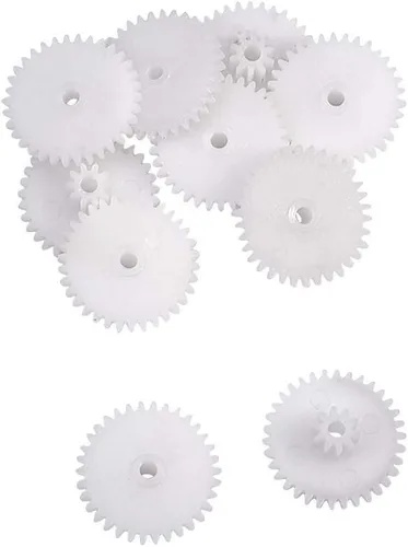 Miniatura 13 de Bettomshin 30 piezas de dientes de engranaje de plástico de 0.5 módulos modelo 322A OD 17mm/0.66" x diámetro del agujero 2mm/0.08" x espesor