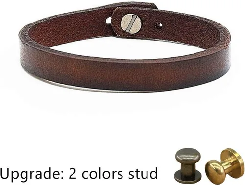 Miniatura 3 de Pulsera de cuero genuino para hombre, hecha a mano, ajustable, estilo punk, pulsera de cuero para hombres