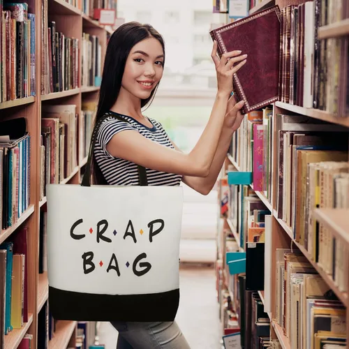 Miniatura 6 de 2 bolsas de lona reutilizables para comestibles, regalos y merchandising para programas de televisión de amigos, Blanco