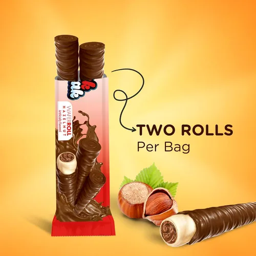 Miniatura 6 de Snack Break Rollos de Oblea de Avellana, Galletas de Oblea Enrolladas, Snack Delicioso con Capa de Cacao, Envueltos Individualmente, Palitos