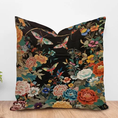 Miniatura 18 de ArogGeld Funda de almohada blanca con flores chinoiserie, funda de almohada para sofá, diseño floral verde y blanco, funda de almohada de lino A-12
