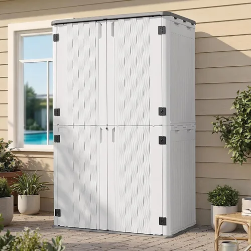 Miniatura 14 de UDPATIO Outdoor Resin Storage Shed 8 x 10 FT, Plastic Storage Shed with Floor Large Outdoors Garden Tool Storage Shed Outside Clearance Shed with