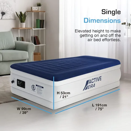 Miniatura 8 de Active Era Colchón de aire individual de 21 pulgadas con bomba integrada y almohada elevada, resistente a pinchazos, cama inflable impermeable