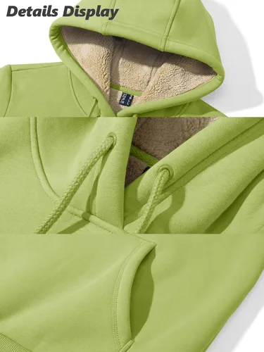 Miniatura 21 de MAGCOMSEN Sudaderas con capucha para mujer, con forro de sherpa, de vellón, para invierno, cálido, pesado, de algodón, con bolsillo
