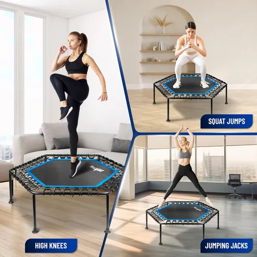 Miniatura 7 de Yes4All Trampolín de rebote para adultos, 48 pulgadas, 350 libras, trampolín de ejercicio estable y silencioso para rebote, salto cardiovascular
